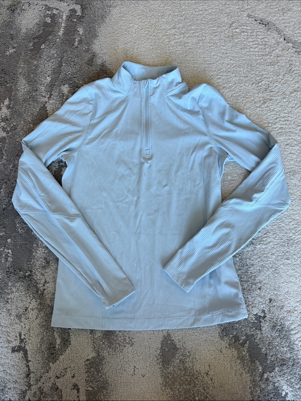 Mondetta Light Blue Ribbed Quarter-Zip Long Sleeve Top